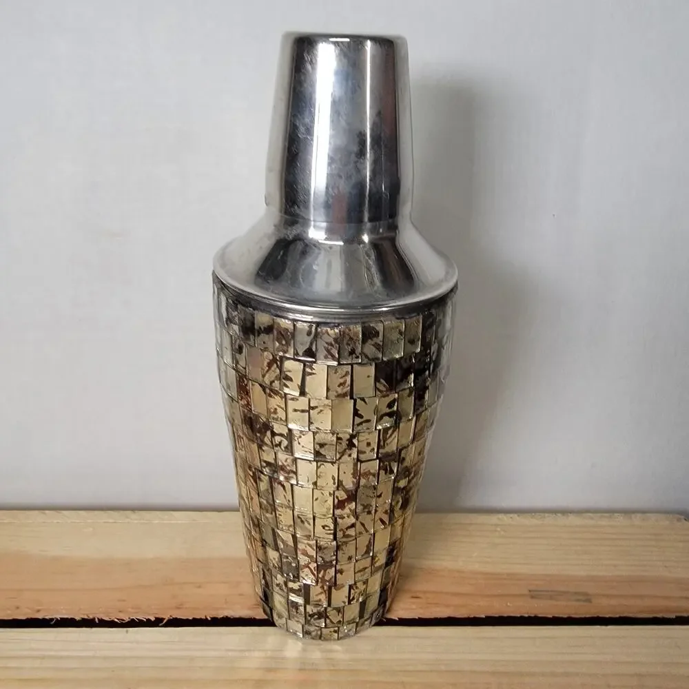Mosaic Glass and Stainless Steel Cocktail Shaker